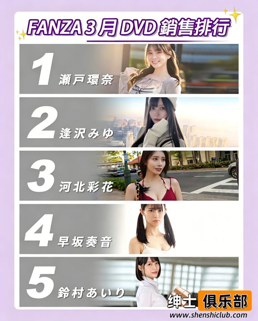 图片[1]- 2026年3月FANZA排行榜出炉：瀬戸環奈强势登顶，河北彩花失守王座，新人全面崛起！- 绅士俱乐部
