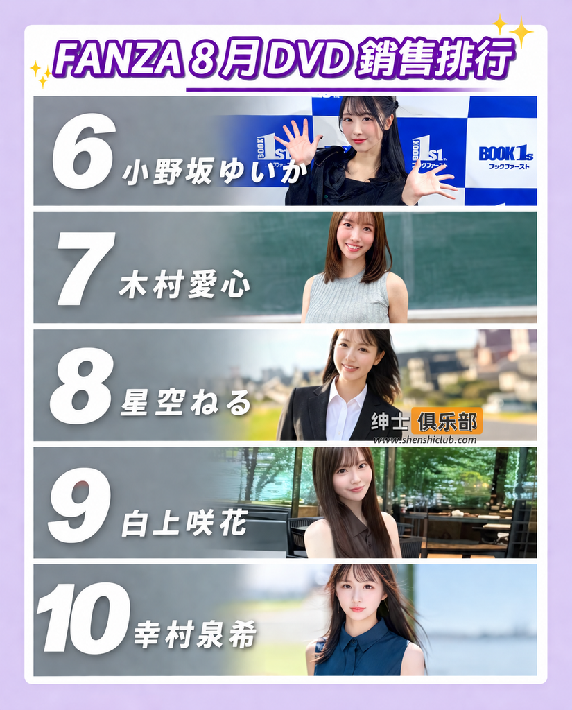 图片[2]- FANZA 8月女优榜单出炉：逢沢みゆ时隔三月重回冠军，企划单体集体上位- 绅士俱乐部